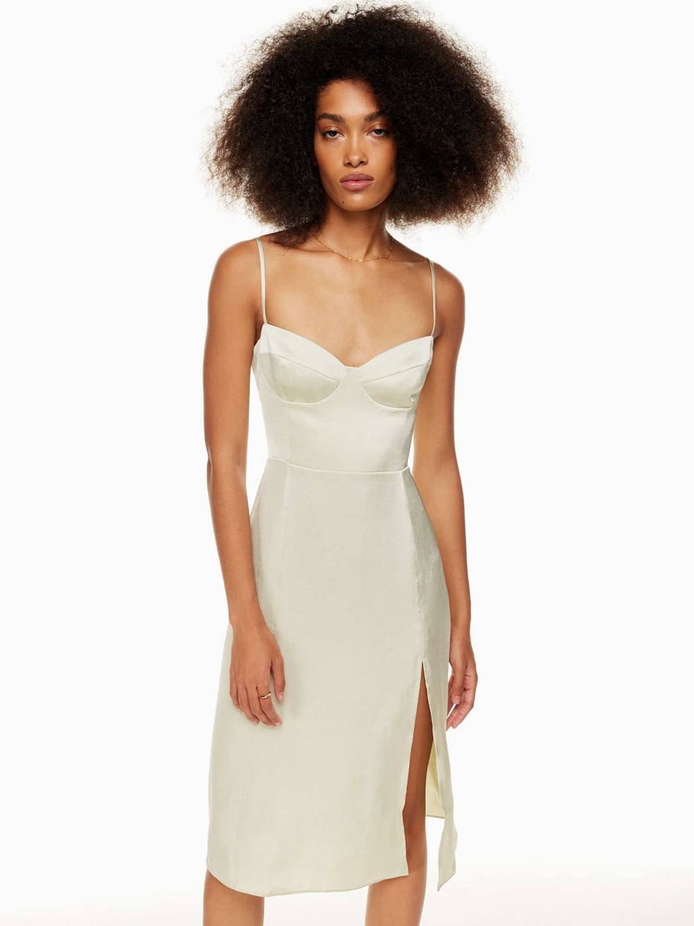 Aritzia Wilfred Glaze Satin Midi Dress in Pastel Sage Green - 4